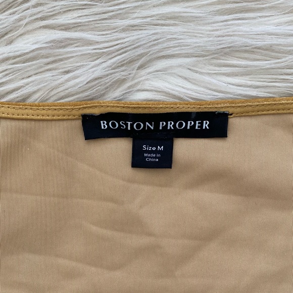 Boston Proper Gold Velvet Ruched Sweetheart Neckline Top Long Sleeve Shirt Top - Picture 5 of 9